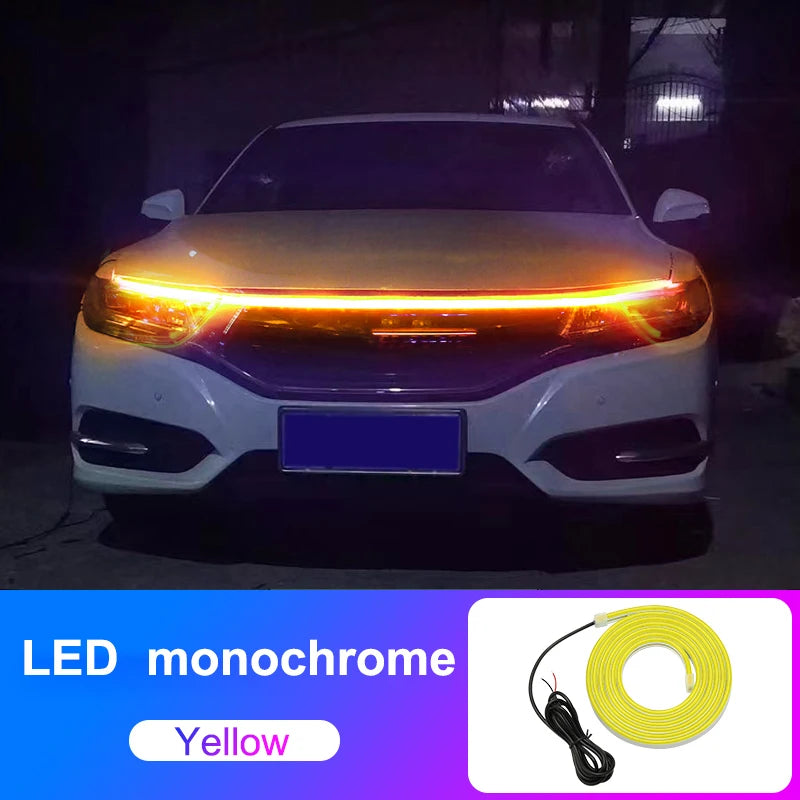 Car Hood Daytime Running Light Strip Waterproof Flexible LED Auto Decorative Atmosphere Lamp Ambient Backlight 12V Universal