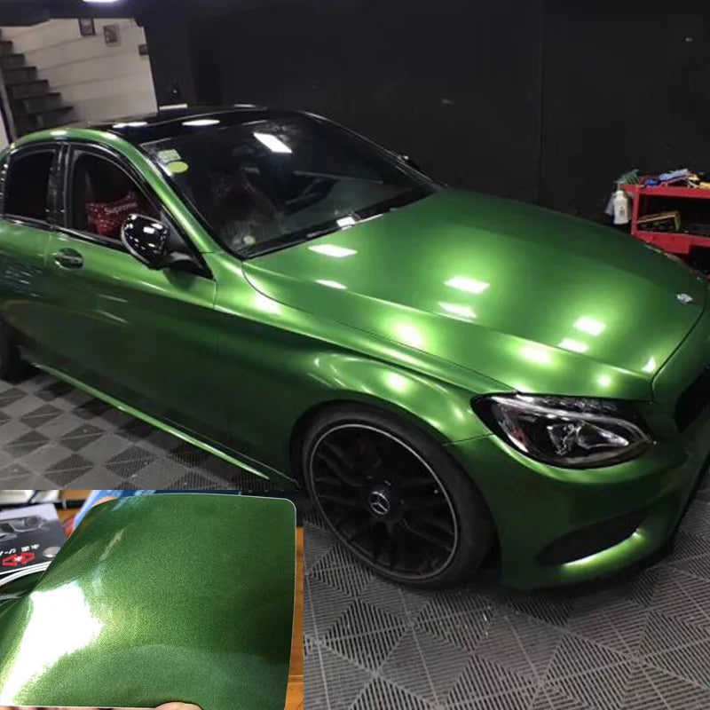 Premium Gloss Chameleon Pearl Glitter Metallic Green purple Vinyl Car Wrap Foil With Air Release Diamond Car Sticker Decal