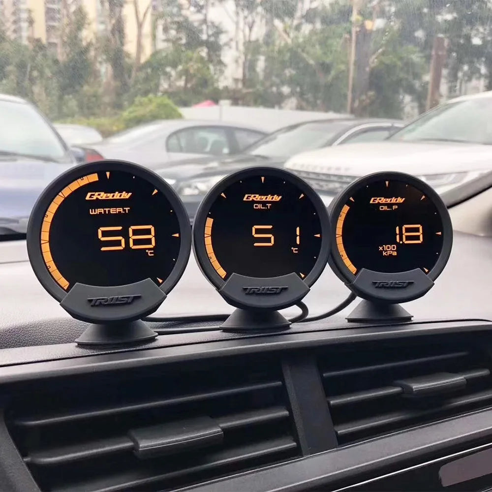 Greddi Sirius LCD Car Gauge Boost Water Temp Oil Temp Oil Press RPM Speed Meter Fuel pressure  Air-fuel ratio EGT Gauge 7 Colors