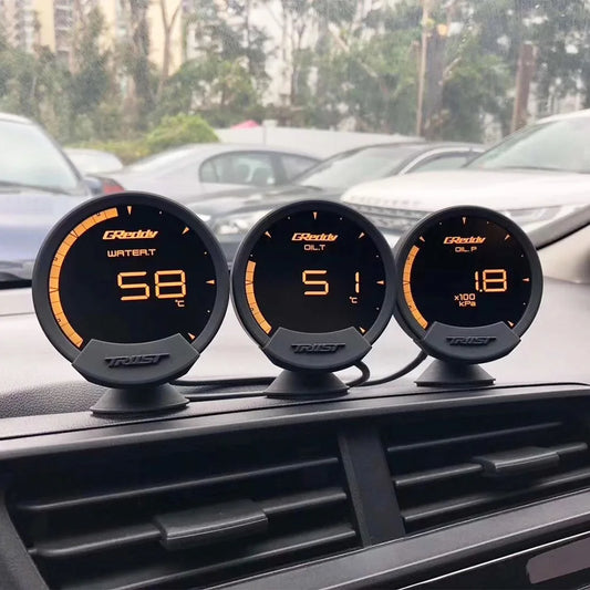 Greddi Sirius LCD Car Gauge Boost Water Temp Oil Temp Oil Press RPM Speed Meter Fuel pressure  Air-fuel ratio EGT Gauge 7 Colors