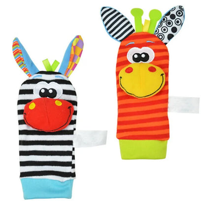 0-12 Months Baby Rattles Cartoon Baby Toys Children Infant Newborn Toys Soft Plush Sock Baby Rattle Toy Wrist Strap Baby Socks