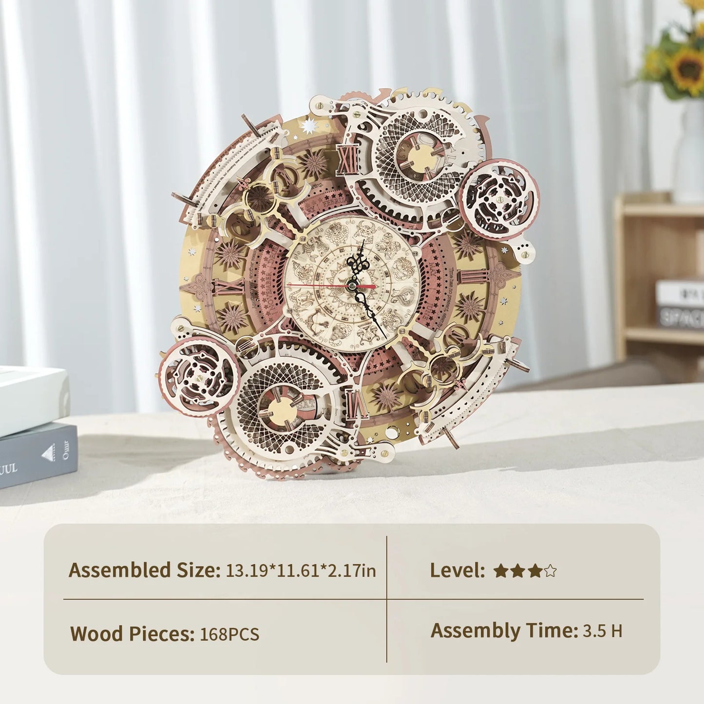 Robotime Rokr 3D Wooden Puzzles Steampunk Clock Kit DIY Mechanical Wall Quartz Aesthetic Room Decor Unique Gift For Adults