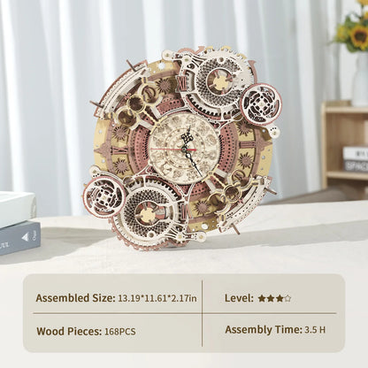 Robotime Rokr 3D Wooden Puzzles Steampunk Clock Kit DIY Mechanical Wall Quartz Aesthetic Room Decor Unique Gift For Adults