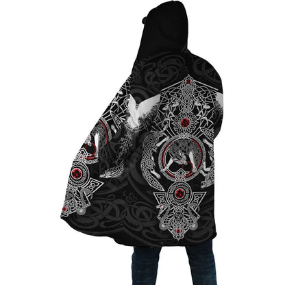 Yggdrasil - Norse Tree Of Life Cloak 3D Over Printed Hoodie Cloak for Men and Women Winter Fleece Wind Breaker Warm Hood Cloak