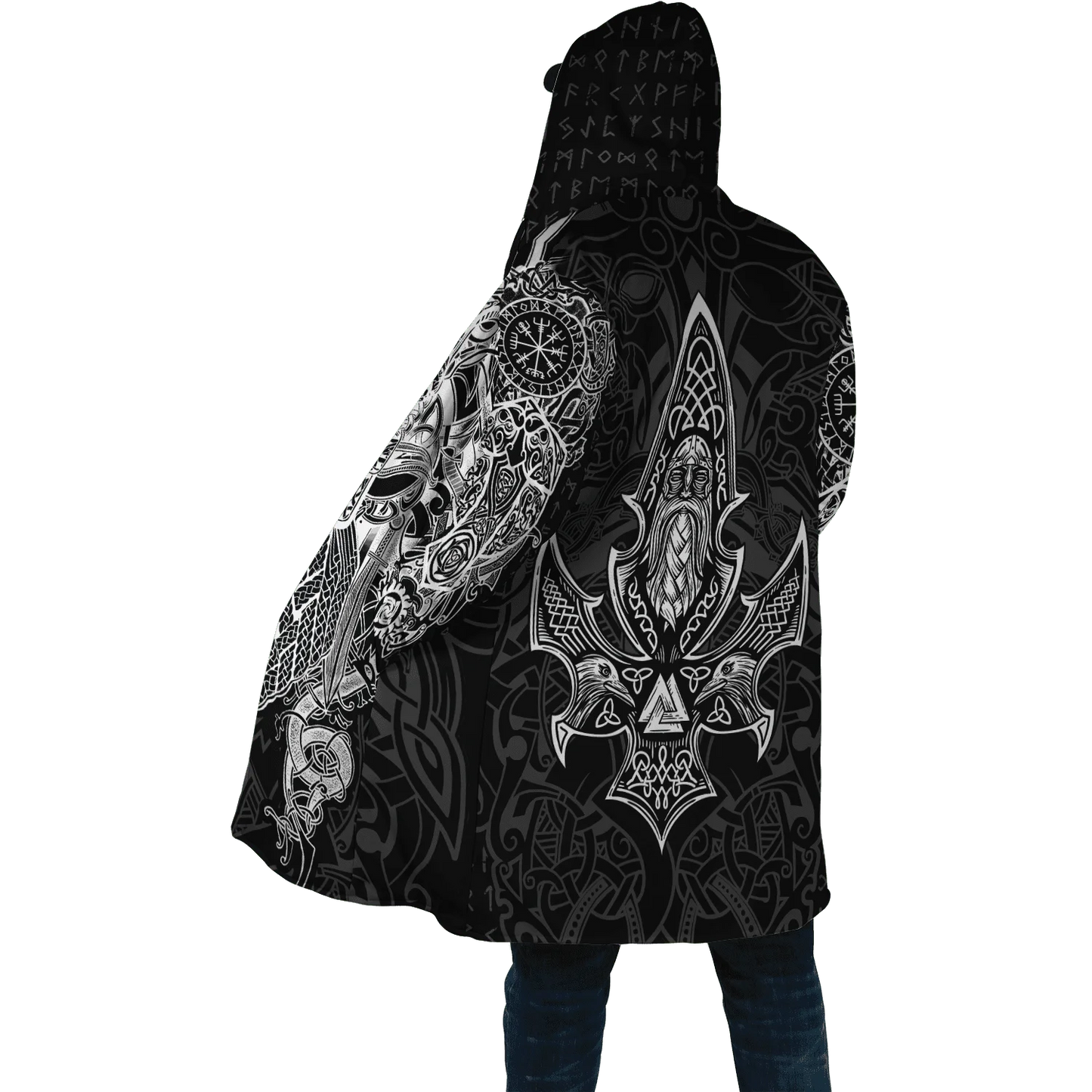 2021 Winter Mens Hooded cloak Raven Tattoo symbol 3D Printing Fleece wind breaker Unisex Casual Thick Warm Hood cloak PF16