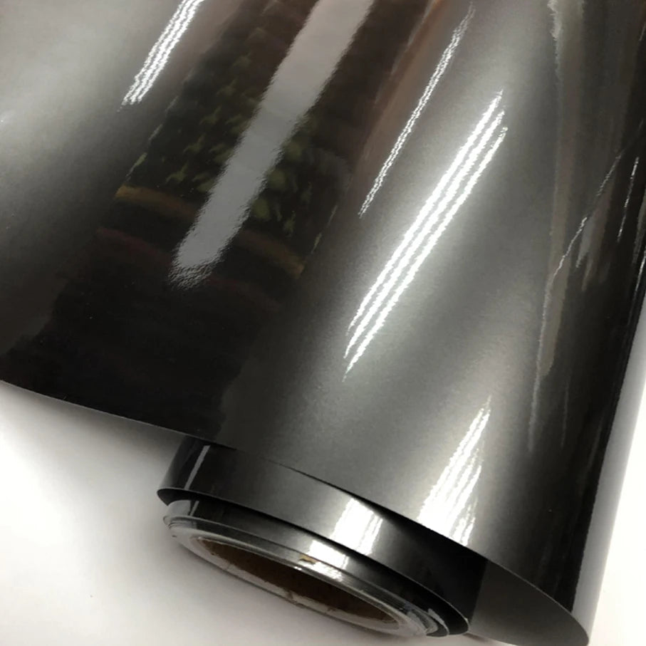 Gloss Metallic Gunmetal Vinyl Wrap Candy Glossy Grey Car Film Sticker With Air Bubble Auto Motorcycle Wrapping Covering Foil