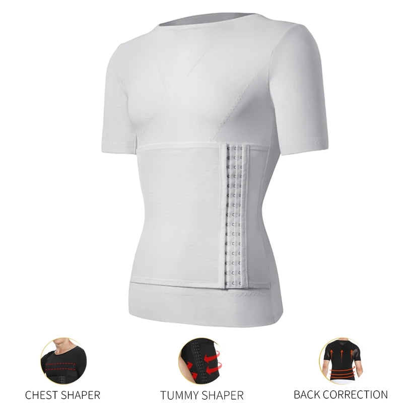 Mens Body Shaper Compression Shirts Abdomen Shapewear Tummy Slimming Sheath Gynecomastia Reducing Corset Waist Trainer Slim Tops