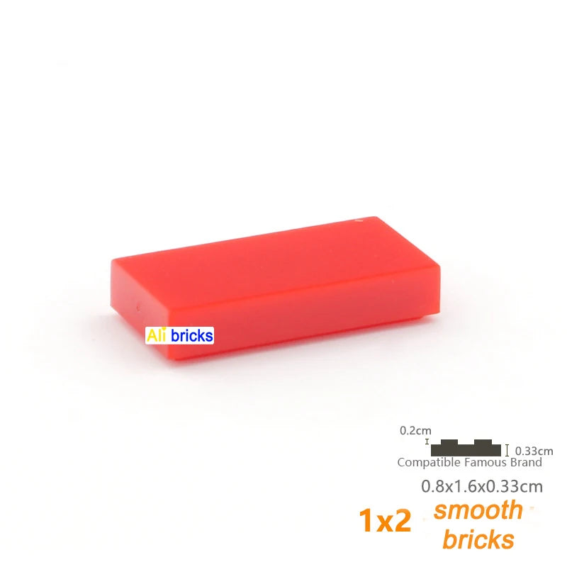 60pcs/lot DIY Blocks Building Bricks Smooth 1X2 Educational Assemblage Construction Toys for Children Size Compatible With Brand