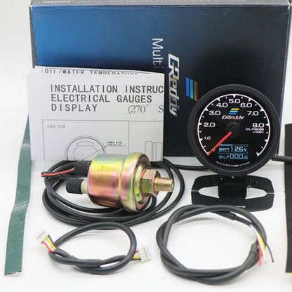 7 Color Turbo Boost Gauge Car Multi LCD Digital Display  Racing Meter GReddi Turbine Water Temp Oil temp Gauge 62mm 2.5 Inch