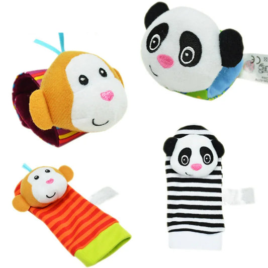 0-12 Months Baby Rattles Cartoon Baby Toys Children Infant Newborn Toys Soft Plush Sock Baby Rattle Toy Wrist Strap Baby Socks