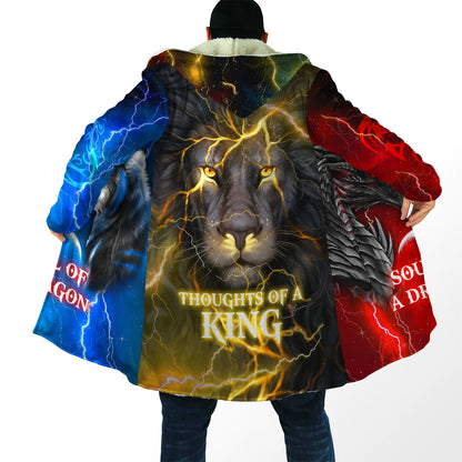 2021 Winter Mens Cloak skull and Dragon Armor Tattoo 3D Print Fleece Hooded cloak Unisex Casual Thick Warm cloak coat PF30