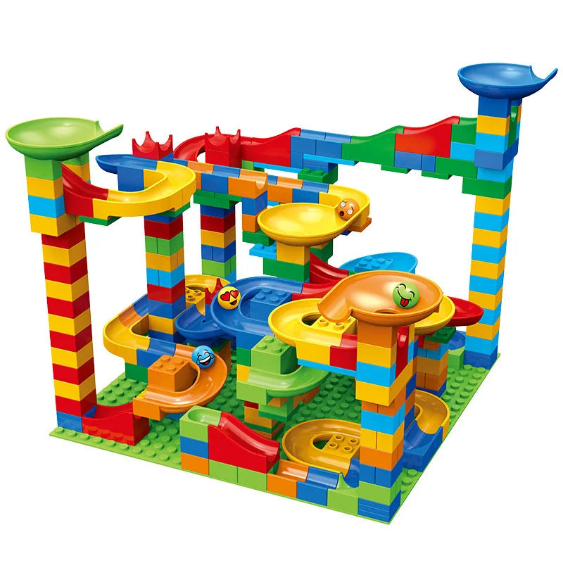 Marble Race Run Block Small Size Building Blocks Maze Ball Funnel Slide Blocks DIY Creative Assemble Bricks Toys for Kids Gift