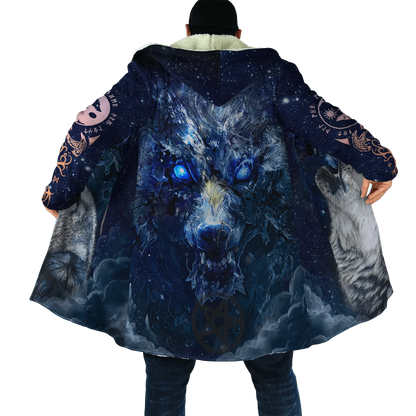 Winter Fashion Mens Hooded cloak Lion Tattoo Wolf 3D Printing Thick Fleece wind breaker Unisex Casual Warm Hood cloak DP04