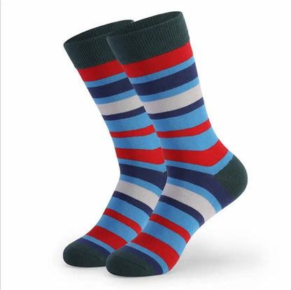5Pairs Large Size Men Socks Hot Sale Standard Business Casual New Socks Striped Happy Cotton Sokcs Colorful Men Long Socks