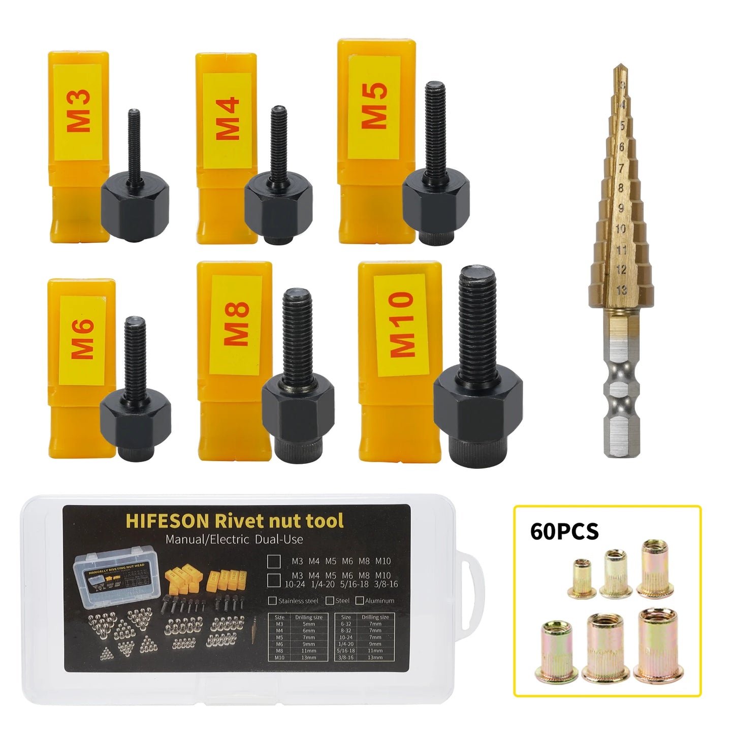 Rivet nut tool Hand Rivet Nut Gun Head Simple Installation Manual Riveter Rivnut Tool Accessory for M3 M4 M5 M6 M8 M10 M12