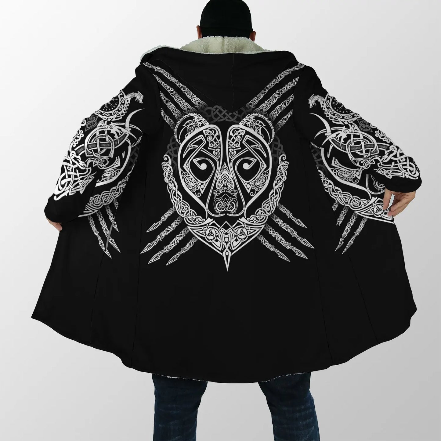 2021 Winter Mens Hooded cloak Raven Tattoo symbol 3D Printing Fleece wind breaker Unisex Casual Thick Warm Hood cloak PF16