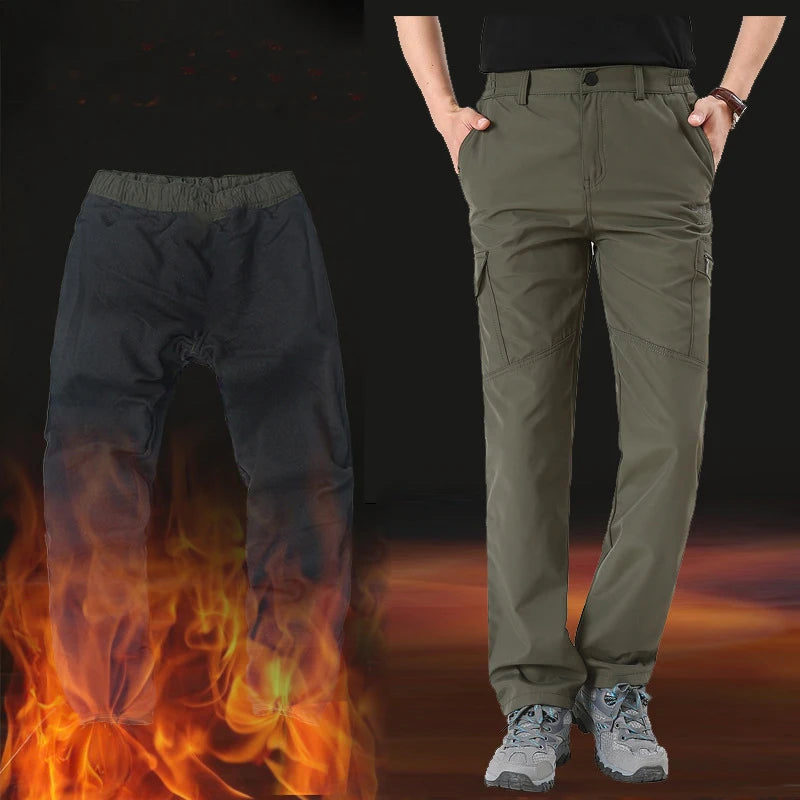 2024 Winter Men's Tactical Cargo Pants Plus Velvet Breathable Autumn Casual Long Trousers Male Quick Dry Multi-pocket Pant Warm
