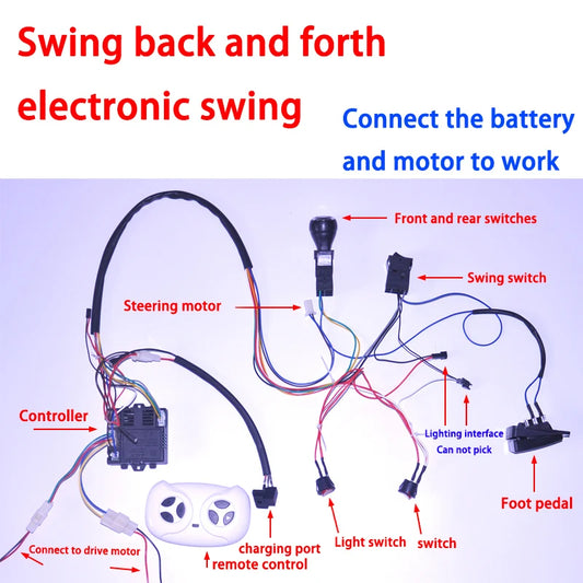 24V 12V DIY Children Electric Car Wire Harness with RC,wire harness for Kids Ride On toys Car