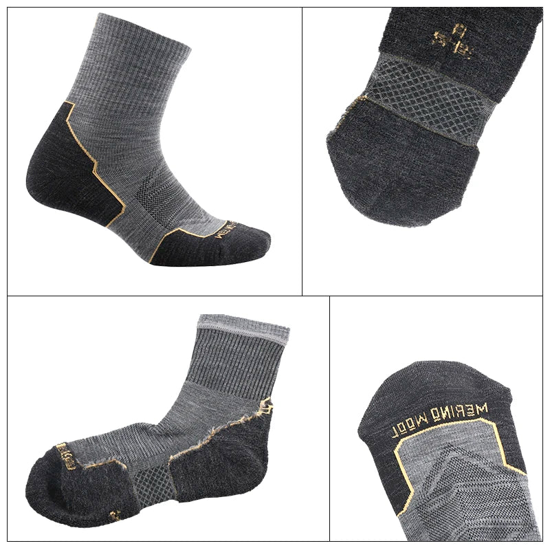 ZEALWOOD Marathon Running Socks, Men's Women's Outdoor Merino Wool Sports Compression Socks Breathable Cushion Cycling 1/3 Pairs