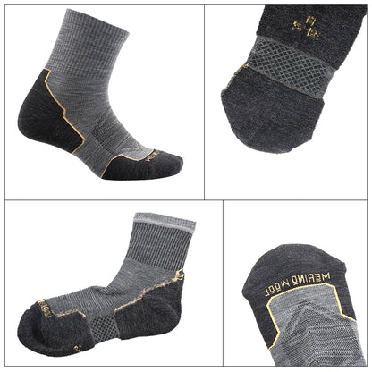 ZEALWOOD Marathon Running Socks, Men's Women's Outdoor Merino Wool Sports Compression Socks Breathable Cushion Cycling 1/3 Pairs