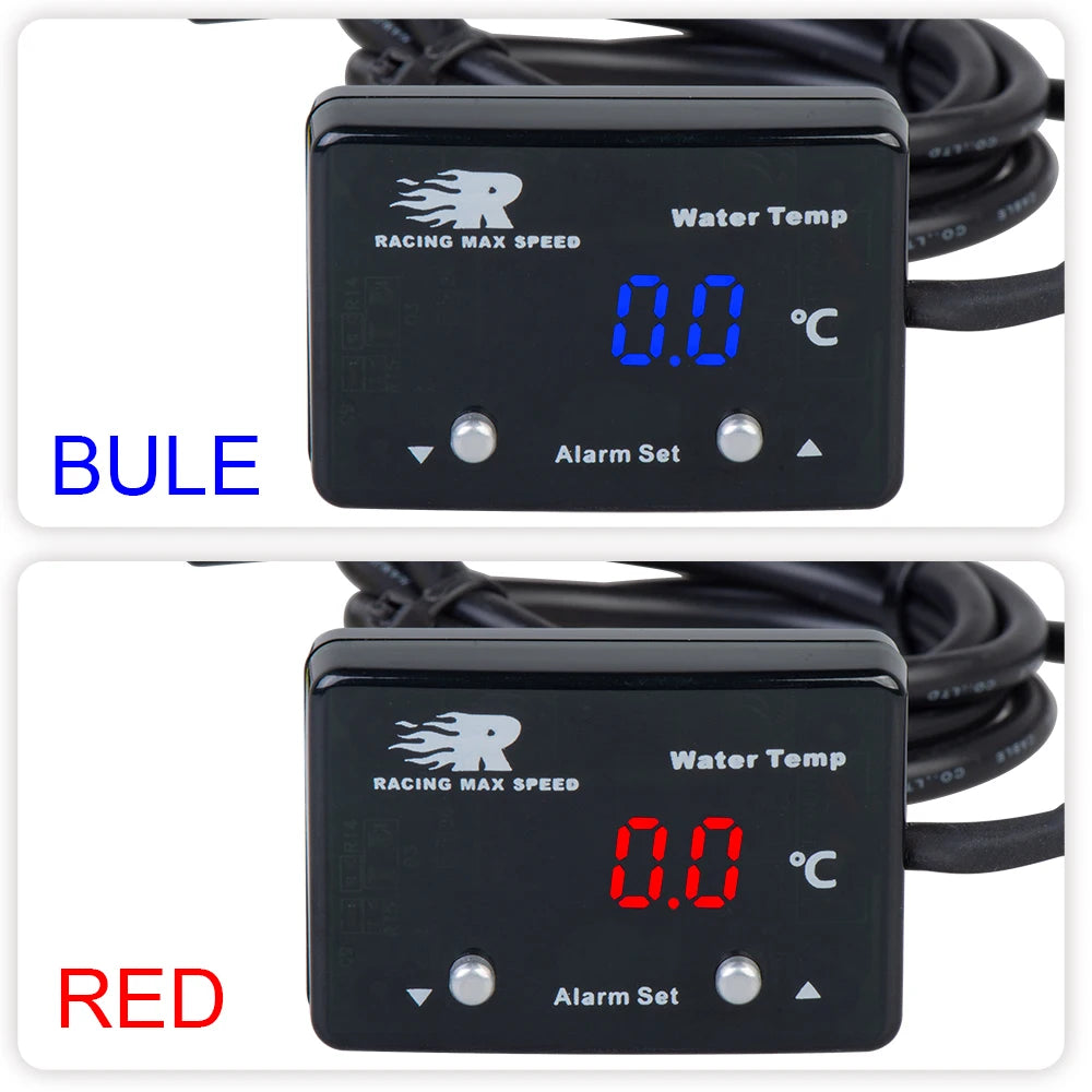 12v Dc Auto digital water temp Meter red display Square water temperature gauge Skyline WRX Evo MPS with 1/8 npt sensor