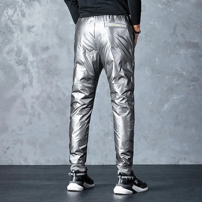 Winter Warm Thickened White Duck Pants Men'S Korean Youth Outdoor Bright Face Wind Proof And Waterproof Down Trousers