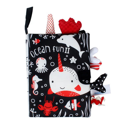 Newborn Sensory Toys For Babies Educational Baby Book Crib Toys Black White Baby Toys Animal Cloth Book Baby Toys 0 12 Months