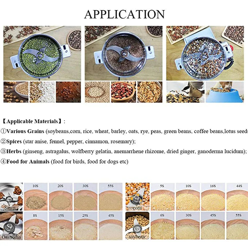 800G 2980W Herb Grinder Coffee Machine Grain Spices Mill Medicine Wheat Mixer Dry Food Grinder Mill Grinding Machine