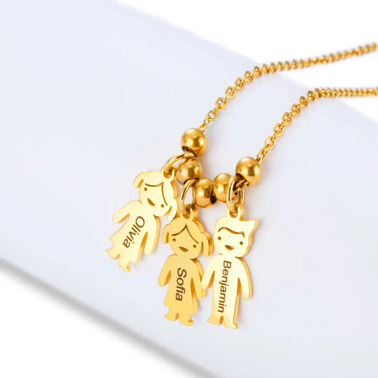MaiLun Personalized Names Kids Pendant Necklace  Jewelry Gift for Mother's Day Wholesale Stainless Steel Necklace