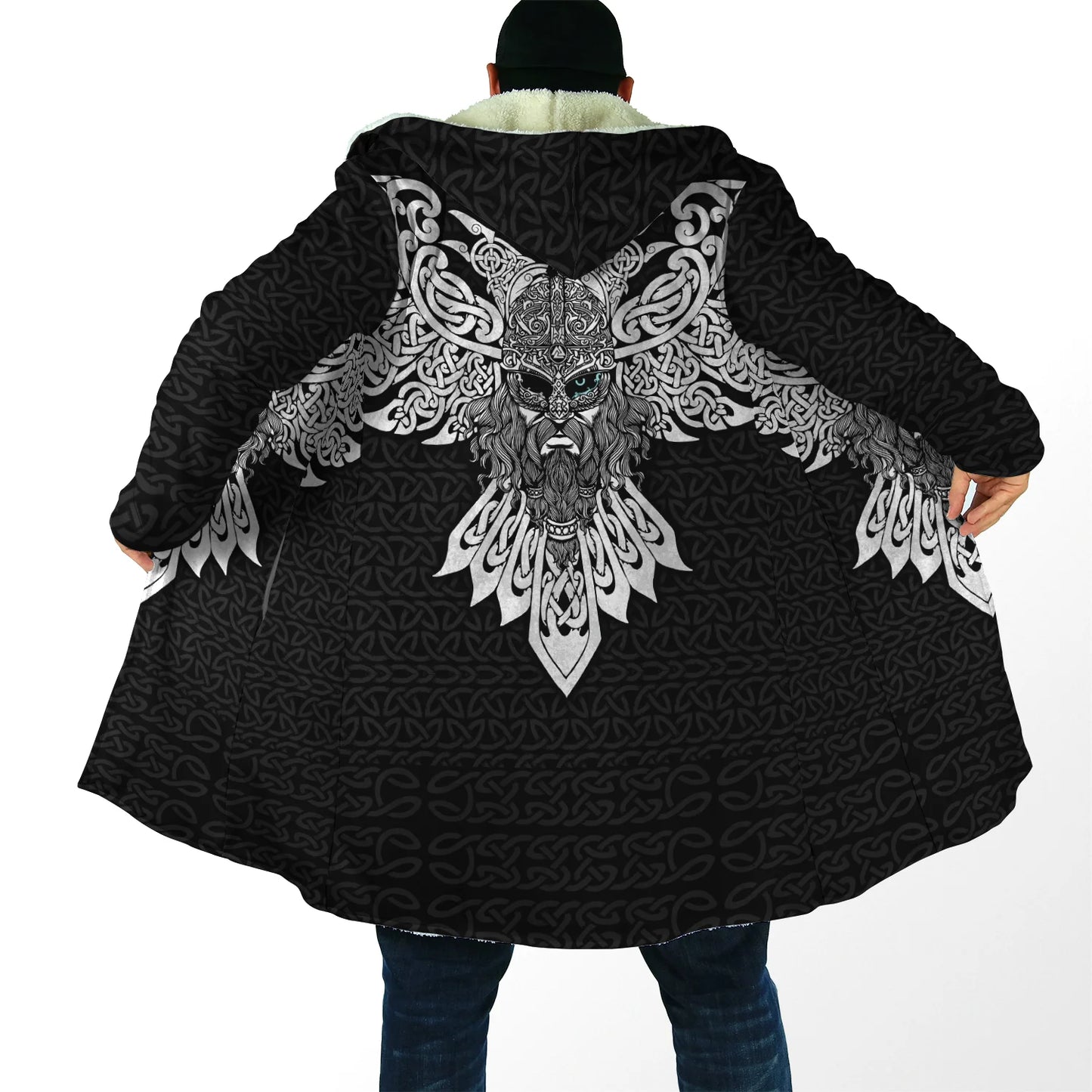 Winter Fashion Mens Hooded cloak Lion Tattoo Wolf 3D Printing Thick Fleece wind breaker Unisex Casual Warm Hood cloak DP04