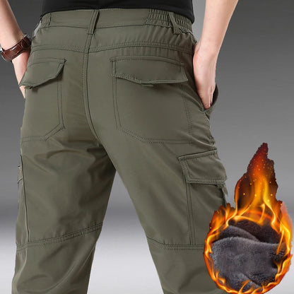 2024 Winter Men's Tactical Cargo Pants Plus Velvet Breathable Autumn Casual Long Trousers Male Quick Dry Multi-pocket Pant Warm