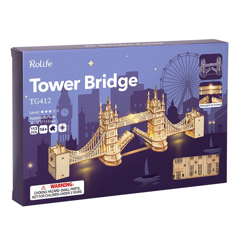 ROKR 3D Wooden Puzzle Game Big Ben Tower Bridge Pagoda Building Model Toys For Children Kids Birthday Gift