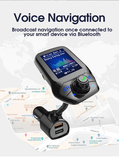 1.8 inch Color Display Bluetooth-compatible Handsfree Car Kit 3 USB Port QC3.0 Car Charger FM Transmitter Car MP3 Music Player