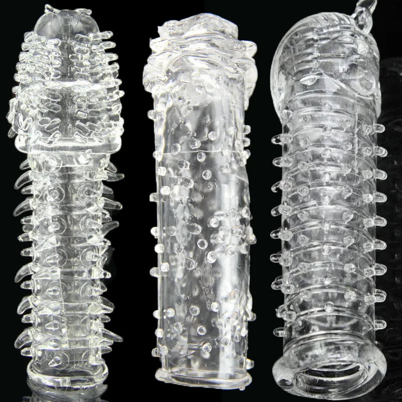 Reusable Delay condom Impotence contraceptive bold Textured extension sleeve Sex products men toys thorn dildo Sleeve cock ring