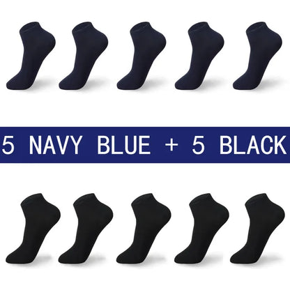 Men Summer Boat Socks Large size 44,45,46,47,48 Black Breathable Fashion Black Male Cotton Socks Men short Big New 10 Pairs