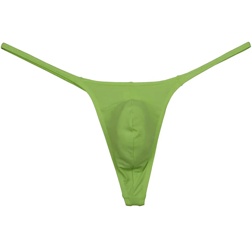 Soft Men's Close-fitting Pouch String Bulge Smooth Thong Minimal Coverage T-back Jock Strap Underwear