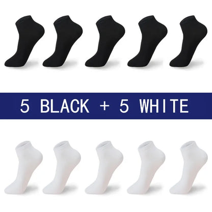 Men Summer Boat Socks Large size 44,45,46,47,48 Black Breathable Fashion Black Male Cotton Socks Men short Big New 10 Pairs