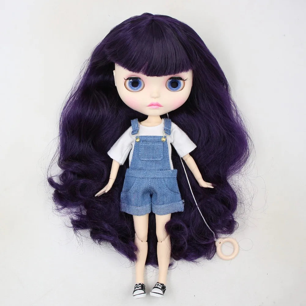 ICY DBS Blyth Doll bjd joint body white skin new faceplate matte face BL169 purple hair 30cm