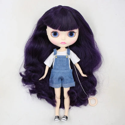 ICY DBS Blyth Doll bjd joint body white skin new faceplate matte face BL169 purple hair 30cm