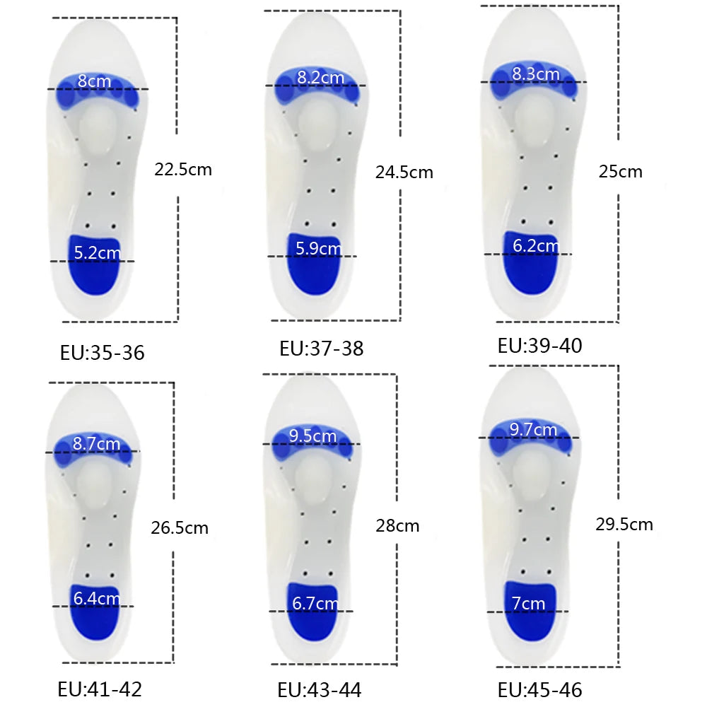 KOTLIKOFF Soft Medical Silicone Gel Insoles Flatfoot Arch Support Orthopedic Shoes Sole Insoles Pad For Shoes Plantar Fasciitis