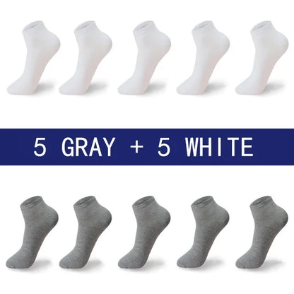 Men Summer Boat Socks Large size 44,45,46,47,48 Black Breathable Fashion Black Male Cotton Socks Men short Big New 10 Pairs