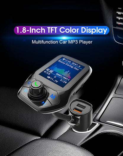 1.8 inch Color Display Bluetooth-compatible Handsfree Car Kit 3 USB Port QC3.0 Car Charger FM Transmitter Car MP3 Music Player