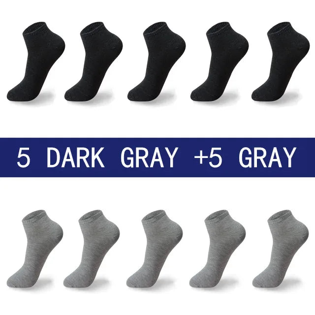 Men Summer Boat Socks Large size 44,45,46,47,48 Black Breathable Fashion Black Male Cotton Socks Men short Big New 10 Pairs