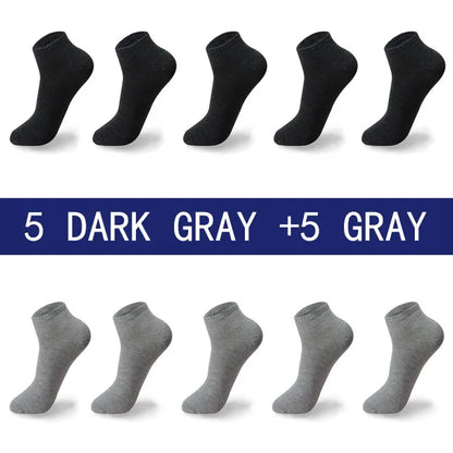Men Summer Boat Socks Large size 44,45,46,47,48 Black Breathable Fashion Black Male Cotton Socks Men short Big New 10 Pairs