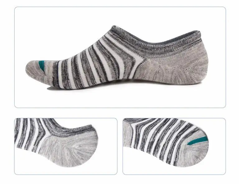 5 Pairs/lot Men Socks Large size Spring Summer Cotton Fashion Striped Silicone Non-slip socks Soft Breathable Short Socks Male