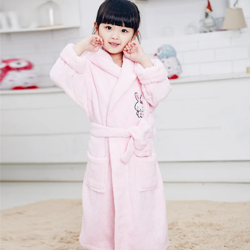 Winter Kids Bathrob 100% Cotton Boy Hooded Waffle Pink Bathrobe for Boys blue long pajamas bath robes sleepwear  Sping Autum