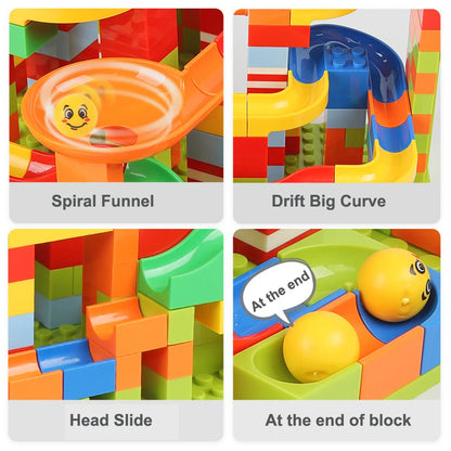 84-504PCS Marble Race Run Block Small Size Building Blocks Funnel Slide Blocks DIY Creative Bricks Assemble Toys Gifts