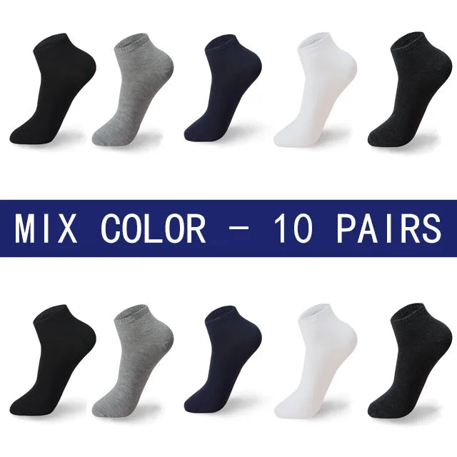 Men Summer Boat Socks Large size 44,45,46,47,48 Black Breathable Fashion Black Male Cotton Socks Men short Big New 10 Pairs