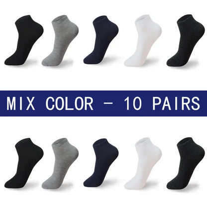 Men Summer Boat Socks Large size 44,45,46,47,48 Black Breathable Fashion Black Male Cotton Socks Men short Big New 10 Pairs