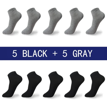 Men Summer Boat Socks Large size 44,45,46,47,48 Black Breathable Fashion Black Male Cotton Socks Men short Big New 10 Pairs